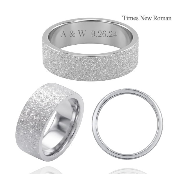 Sterling Silver Flat Wedding Bands with Optional Engraving  (8.0 mm)