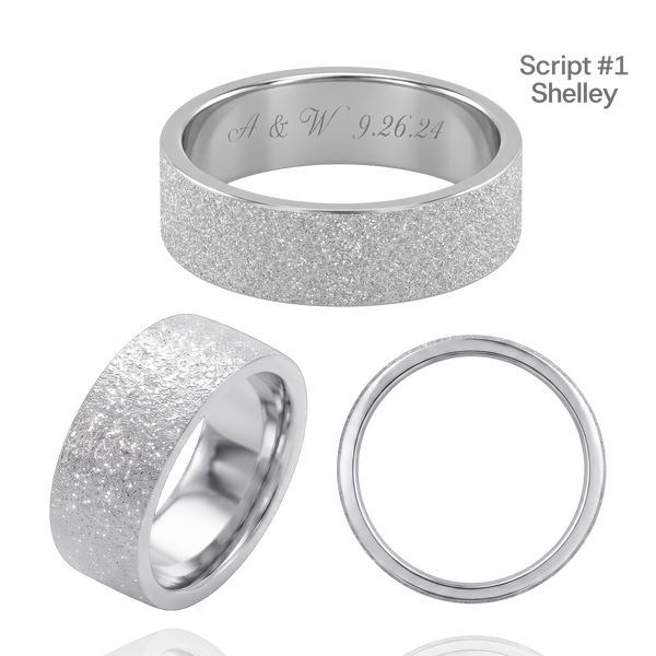 Sterling Silver Flat Wedding Bands with Optional Engraving  (8.0 mm)