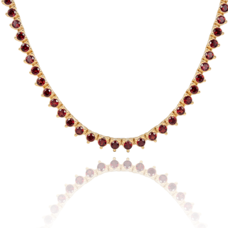 Tennis Necklace with Garnet Stones (January Birthstones) in 14K Gold (1.75 mm - 4.0 mm)