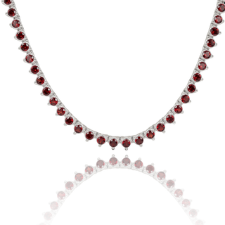 Tennis Necklace with Garnet Stones (January Birthstones) in 14K Gold (1.75 mm - 4.0 mm)