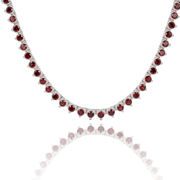 Tennis Necklace with Garnet Stones (January Birthstones) in 14K Gold (1.75 mm - 4.0 mm)