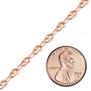Bulk / Spooled Classic Puffed Mariner Link Hollow Chain in 14K Pink Gold (3.80 mm)