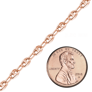 Bulk / Spooled Classic Puffed Mariner Link Semi-Solid Chain in 14K Pink Gold (3.80 mm)