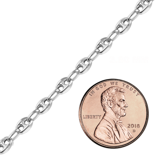 Bulk / Spooled Classic Puffed Mariner Link Semi-Solid Chain in 14K White Gold (3.80 mm)