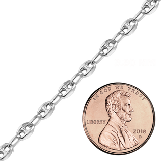 Bulk / Spooled Classic Puffed Mariner Link Hollow Chain in 14K White Gold (3.80 mm)