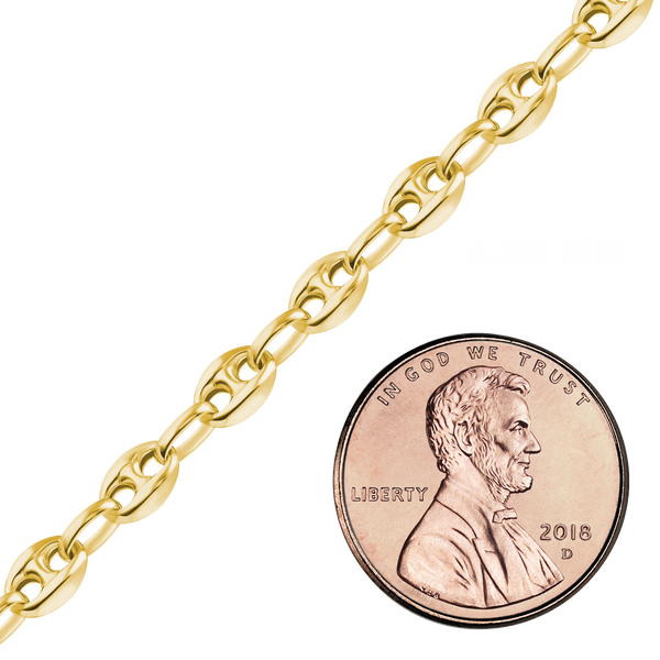 Bulk / Spooled Classic Puffed Mariner Link Semi-Solid Chain in 14K Yellow Gold (3.80 mm - 12.00 mm)