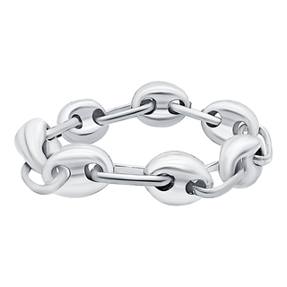 Classic Puffed Mariner Link Semi-Solid Chain Ring in Sterling Silver (Sizes 4-12) (4.5 mm - 8.0 mm)