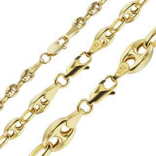 Finished Classic Puffed Mariner Link Hollow Hollow Necklace in 14K Yellow Gold (3.80 mm - 8.30 mm)