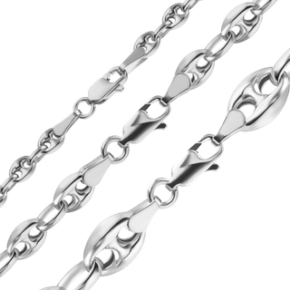 Finished Classic Puffed Mariner Link Hollow Necklace in Sterling Silver (4.50 mm - 8.00 mm)
