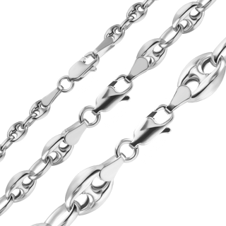 Finished Classic Puffed Mariner Link Semi-Solid Necklace in Sterling Silver (4.50 mm - 8.00 mm)