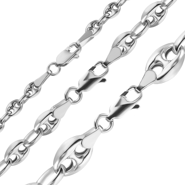 Finished Classic Puffed Mariner Link Semi-Solid Necklace in Sterling Silver (4.50 mm - 8.00 mm)