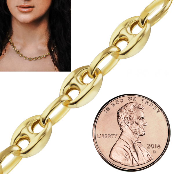 Bulk / Spooled Classic Puffed Mariner Link Semi-Solid Chain in 14K Yellow Gold (3.80 mm - 12.00 mm)