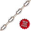 Bulk / Spooled Classic Puffed Mariner Link Semi-Solid Chain in Two-Tone Sterling Silver (4.50 mm - 8.00 mm)