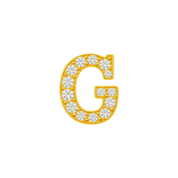 Large Initial Charm with Natural Diamonds Finding in 14K Gold (8 mm)