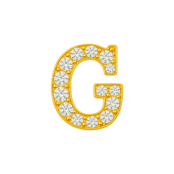 Large Initial Charm with Natural Diamonds Finding in 14K Gold (8 mm)