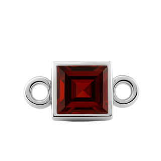 Diamond or Gemstone Square Bezel Bracelet/Necklace Charm in 14K White Gold