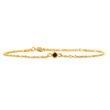 Diamond or Gemstone Round Bezel Charm in 14K Yellow Diamond Cut Cable Bracelet