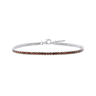 Tennis Bracelet with Garnet Colored CZ in Sterling Silver (2 mm - 4 mm)