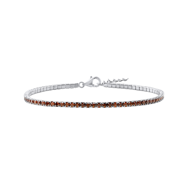 Tennis Bracelet with Garnet Colored CZ in Sterling Silver (2 mm - 4 mm)