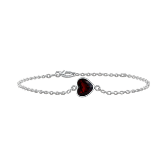 Diamond or Gemstone Heart Bezel Charm in 14K White Round Cable Bracelet