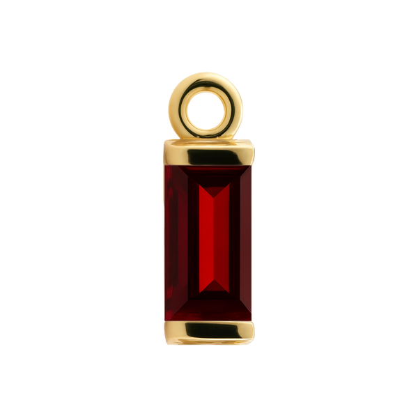 Diamond or Gemstone Baguette Bezel Drop Charm in 14K Yellow Gold