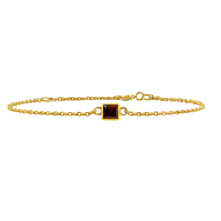Diamond or Gemstone Square Bezel Charm in 14K Yellow Round Cable Bracelet