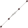 Finished Diamond by the Yard Cable Chain Bracelet in 14K White Gold with Garnet Stones
