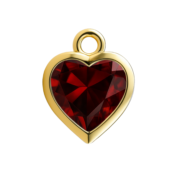 Diamond or Gemstone Heart Bezel Drop Charm in 14K Yellow Gold