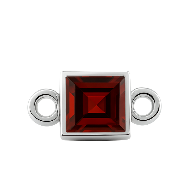 Diamond or Gemstone Square Bezel Bracelet/Necklace Charm in 14K White Gold