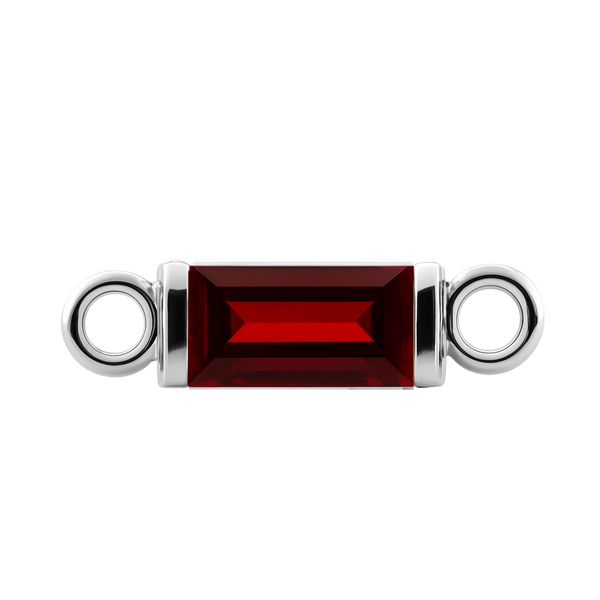 Diamond or Gemstone Baguette Bezel Bracelet/Necklace Charm in 14K White Gold