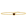 Diamond or Gemstone Square Bezel Charm in 14K Yellow Diamond Cut Cable Bracelet