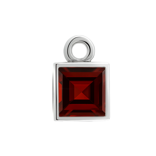 Diamond or Gemstone Square Bezel Drop Charm in 14K White Gold