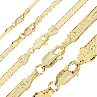 Finished Herringbone Necklace in 14K Yellow Gold (1.50 mm - 6.95 mm)