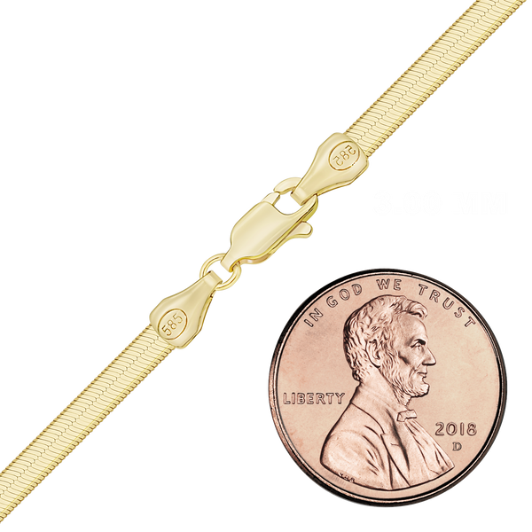 Finished Herringbone Bracelet in 14K Yellow Gold (1.50 mm - 3.00 mm)