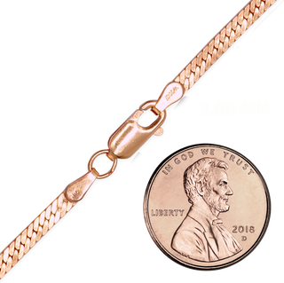 Finished Herringbone Anklet in 14K Pink Gold-Filled (3.00 mm)