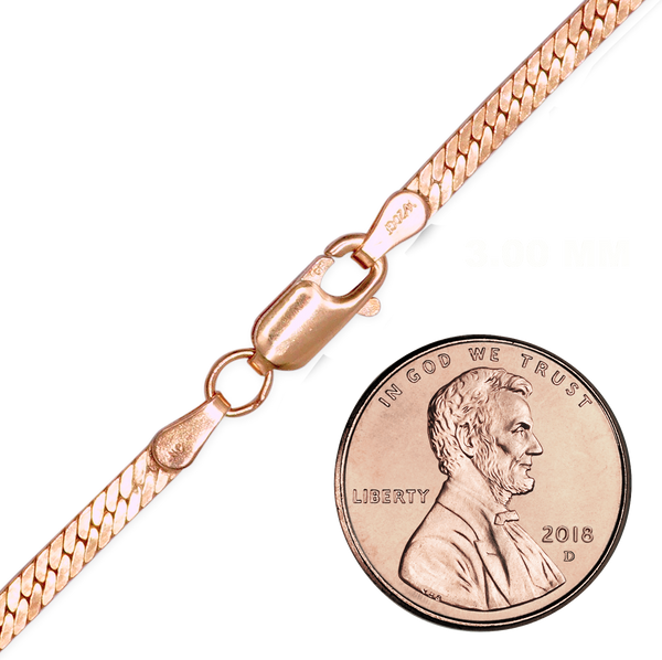 Finished Herringbone Anklet in 14K Pink Gold-Filled (3.00 mm)