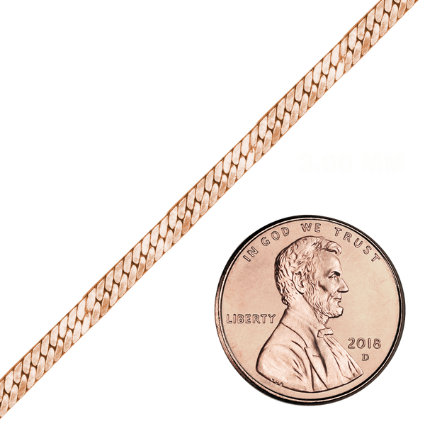 Bulk / Spooled Herringbone Chain in 14K Pink Gold-Filled (3.00 mm)