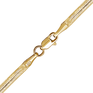 Finished Flexible Herringbone Necklace in Sterling Silver 18K Yellow Gold Finish (2.70 mm - 4.50 mm)