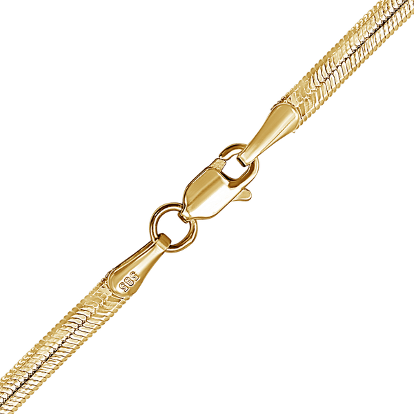 Finished Flexible Herringbone Necklace in Sterling Silver 18K Yellow Gold Finish (2.70 mm - 4.50 mm)