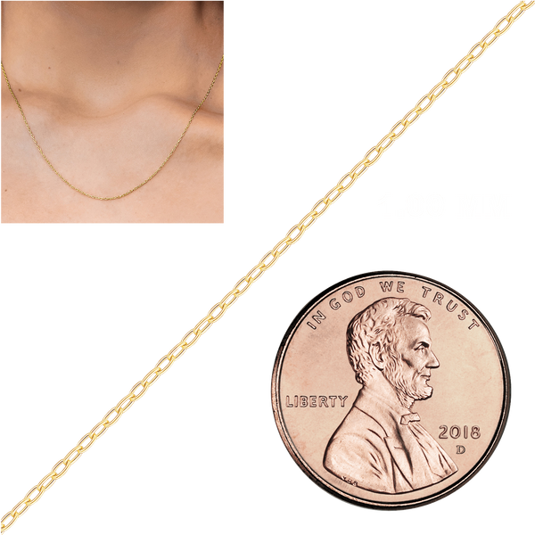 Bulk / Spooled Elongated Semi-Solid Cable Chain in 14K & 18K Yellow Gold (1.00 mm - 5.80 mm)