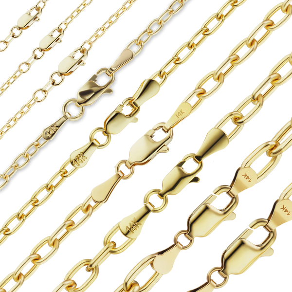 Finished Elongated Semi-Solid Cable Anklet in 14K Yellow Gold (1.00 mm - 5.80 mm)