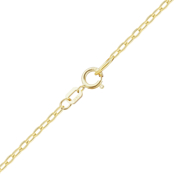 Finished Elongated Hollow Cable Necklace with Spring Ring in 14K Yellow Gold (1.00 mm)