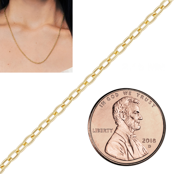 Bulk / Spooled Elongated Hollow Cable Chain in 14K & 18K Yellow Gold (1.00 mm - 5.80 mm)