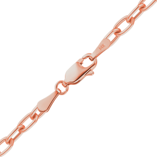 Finished Elongated Hollow Cable Necklace in 14K Pink Gold (3.70 mm)