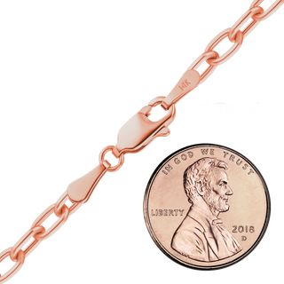 Finished Elongated Hollow Cable Necklace in 14K Pink Gold (3.70 mm)