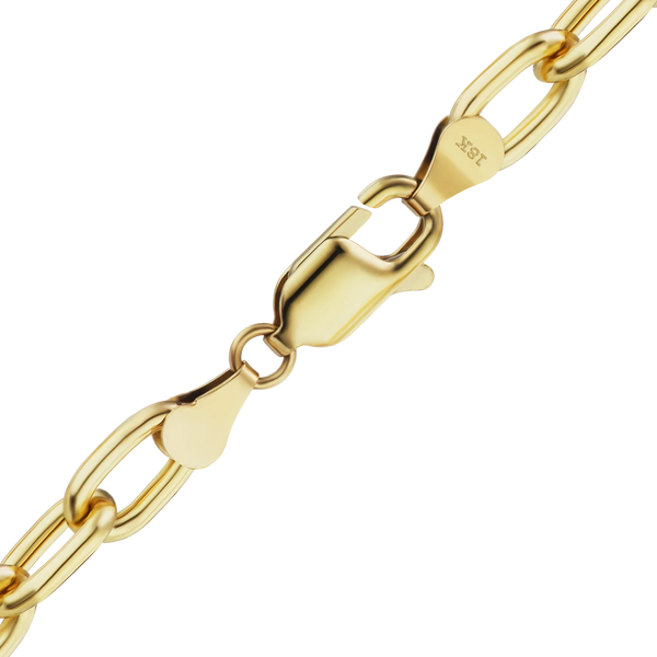 Finished Elongated Hollow Cable Necklace in 18K Yellow Gold (5.80 mm)