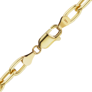 Finished Elongated Hollow Cable Necklace in 18K Yellow Gold (5.80 mm)