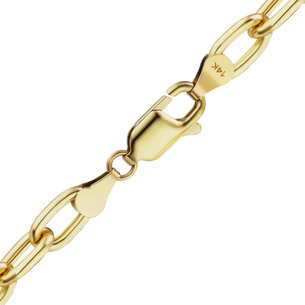 Finished Elongated Hollow Cable Necklace in 18K Yellow Gold (5.80 mm)