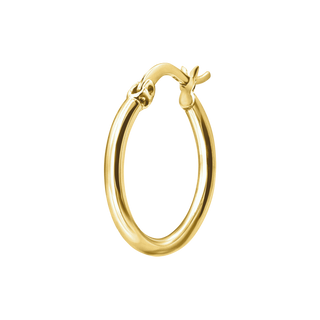 Round Tube Hoop Earring with Catch & Joint in 14K Gold (2 mm)