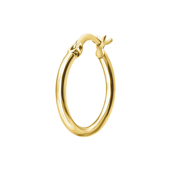 Round Tube Hoop Earring with Catch & Joint in 14K Gold (2 mm)